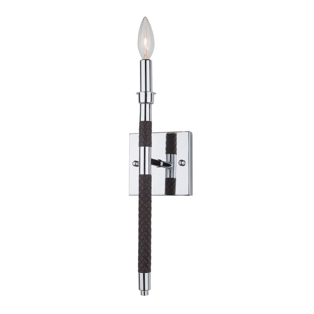 Artcraft Dover 1 Light Wall Sconce, Chrome & Brown