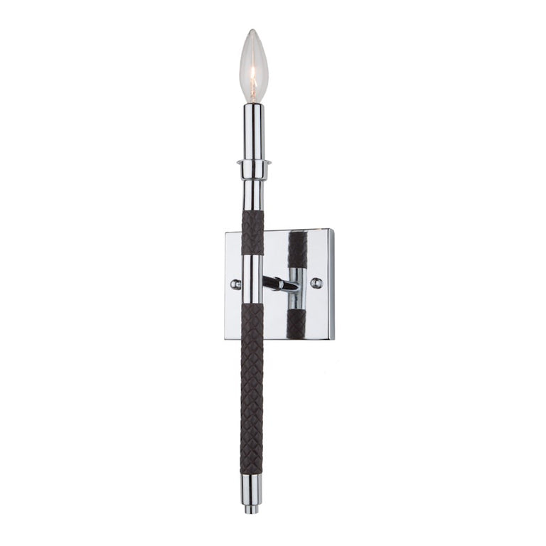 Artcraft Dover 1 Light Wall Sconce, Chrome & Brown