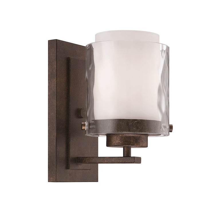 Craftmade Kenswick 1 Lt Sconce, Peruvian Bronze w/Clear Hammered/Frosted Ribbed