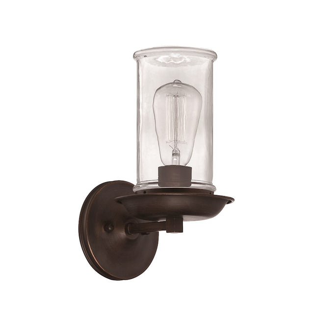 Craftmade Thornton 1 Lt Wall Sconce, Aged Bronze & Natural Rope w/Antq Clear