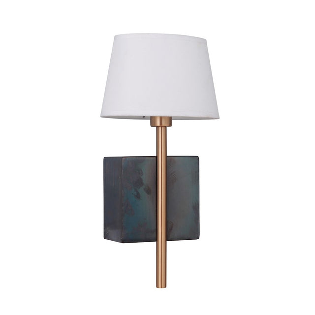 Craftmade Parker Wall Sconce Fired Steel/Satin Brass w/Beige Fabric