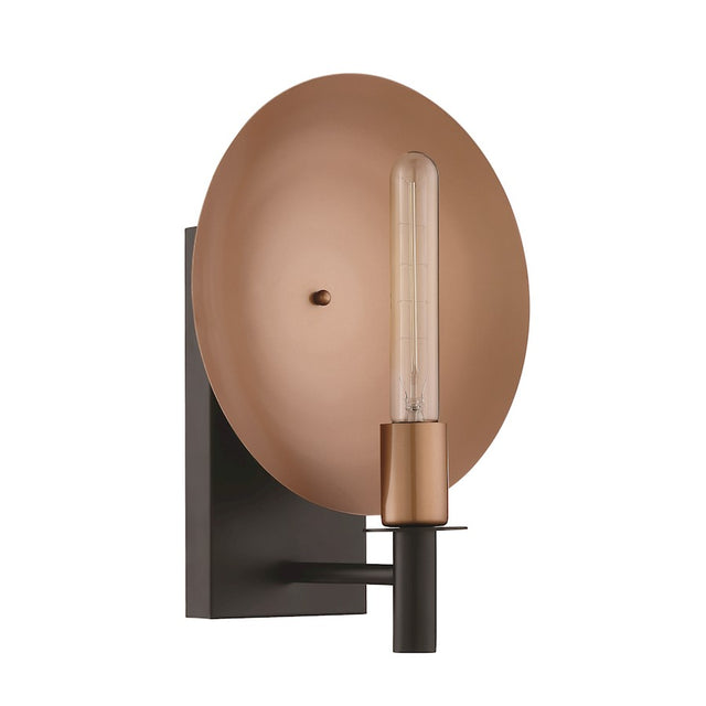 Craftmade Candela 1 Light Wall Sconce, Matte Black & Satin Copper