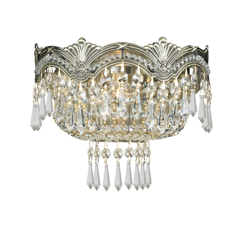 Crystorama Majestic 2 Light Clear Crystal Brass Sconce I