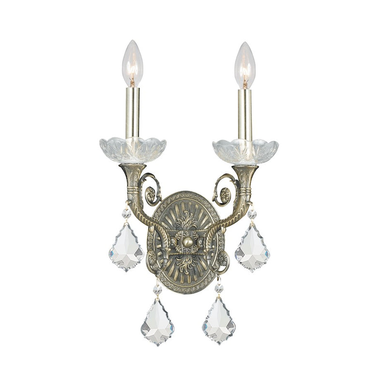 Crystorama Majestic 2 Light Crystal Brass Sconce II