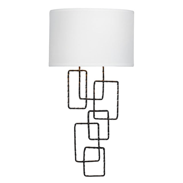 Crystorama Lattice 2 Light Raw Steel Sconce 5x9.5x16.5"