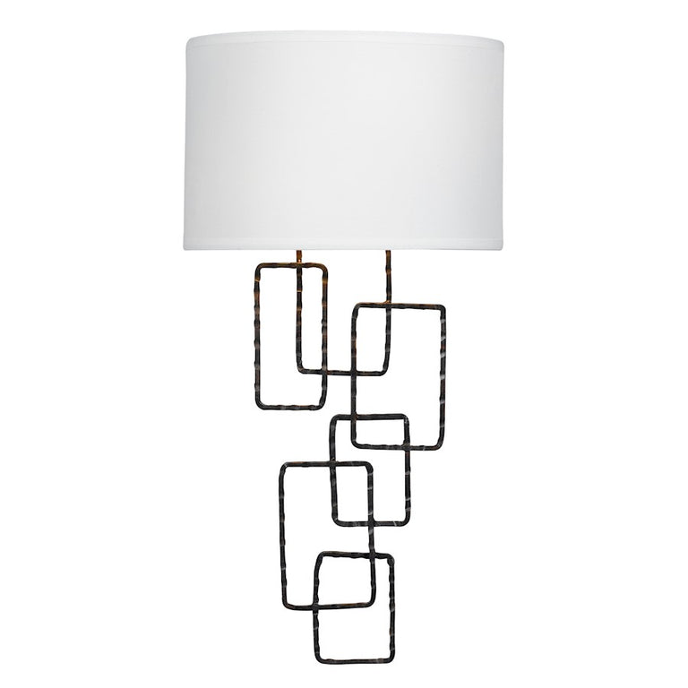 Crystorama Lattice 2 Light Raw Steel Sconce 5x9.5x16.5"