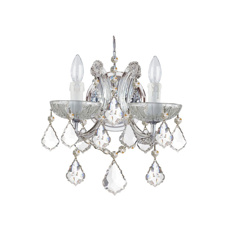 Crystorama Maria Theresa 2 Lt Clr Italian Cryst Chrome Sconce II