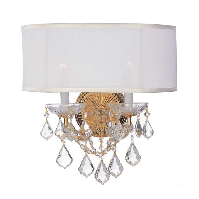 Crystorama Brentwood Polished Gold Sconce, Crystal