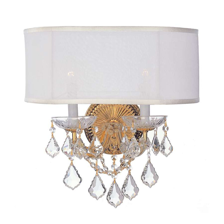 Crystorama Brentwood Polished Gold Sconce, Crystal