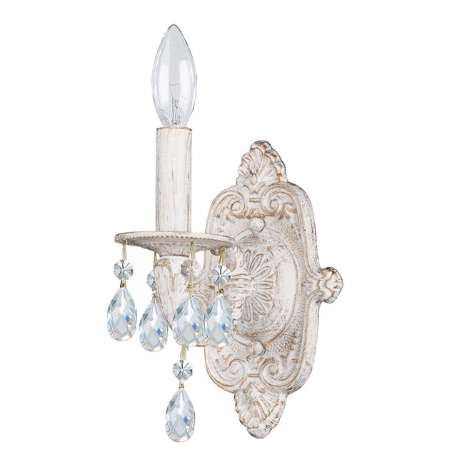 Crystorama Paris Market 1 Lt Antique White Sconce