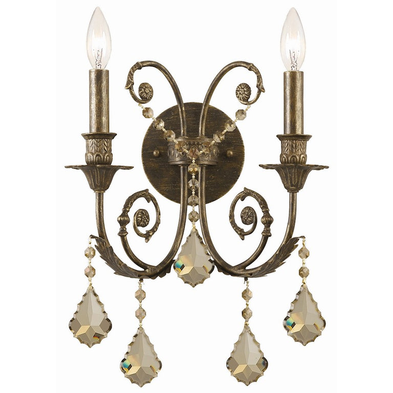 Crystorama Regis 2 Light Bronze Sconce
