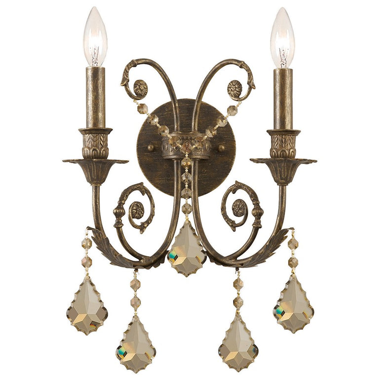 Crystorama Regis 2 Light Bronze Sconce
