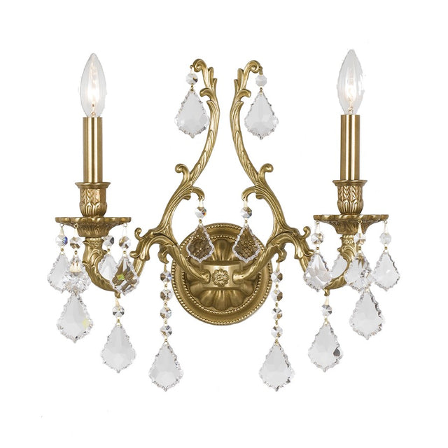 Crystorama Yorkshire 2 Light Brass Sconce