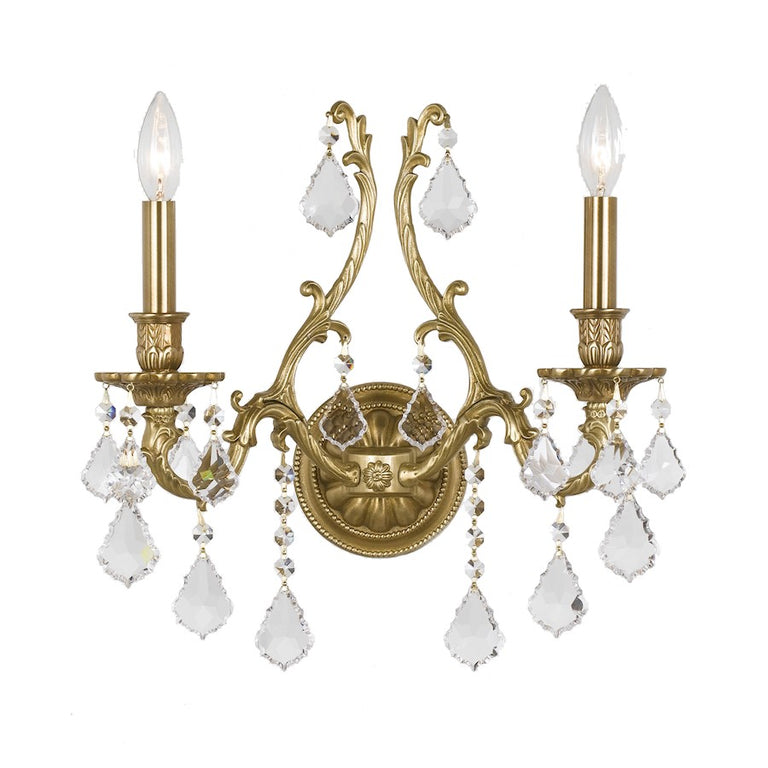 Crystorama Yorkshire 2 Light Brass Sconce