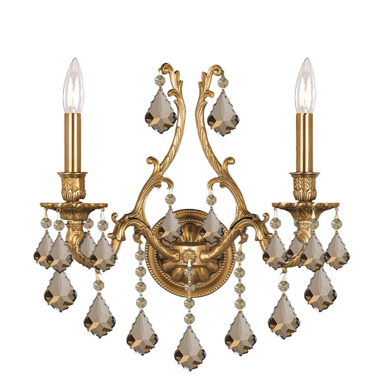 Crystorama Yorkshire 2 Light Brass Sconce