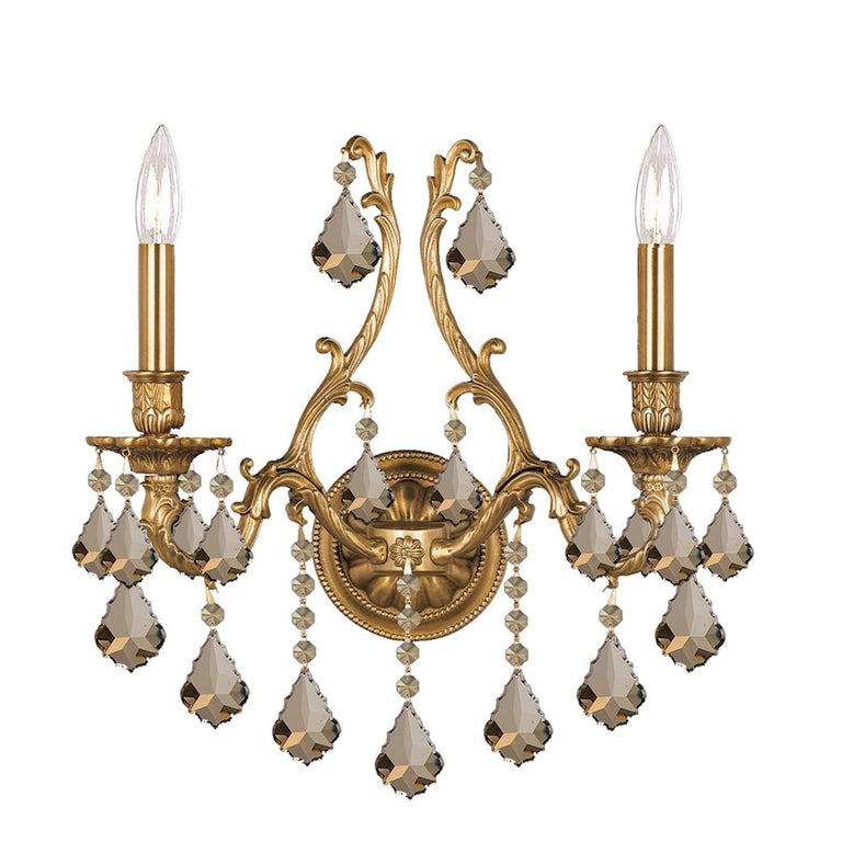 Crystorama Yorkshire 2 Light Brass Sconce