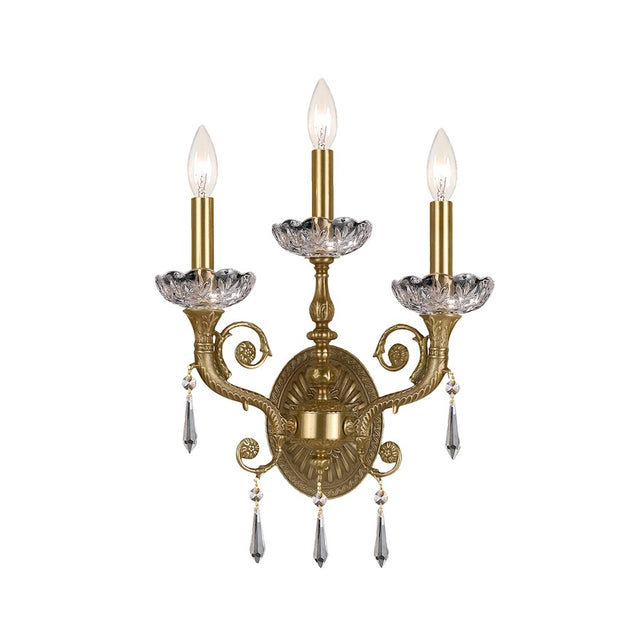 Crystorama Regal Brass Crystal Lead Crystal Wall Sconce