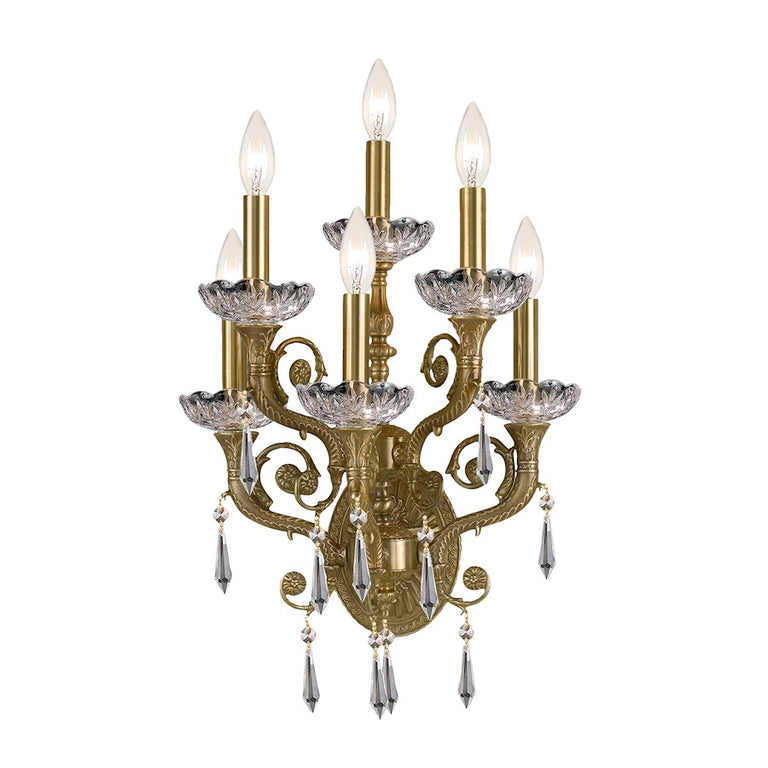 Crystorama Regal Brass Crystal Lead Crystal Wall Sconce