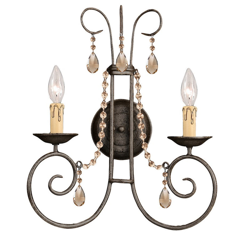 Crystorama Soho 2 Light Rust Sconce