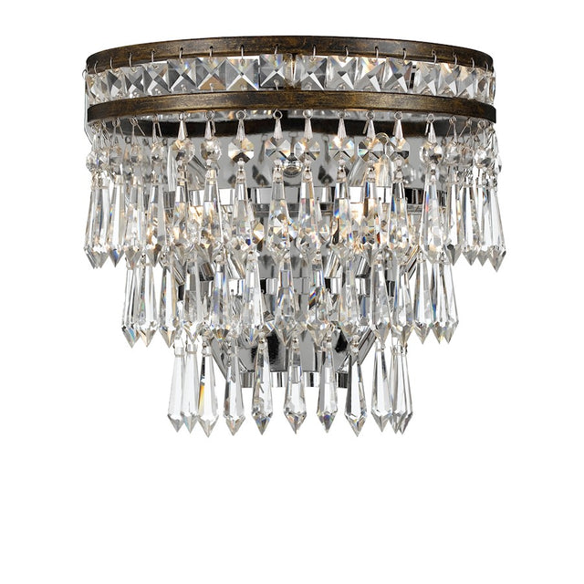 Crystorama Mercer 2 Light Hand Cut Crystal Sconce