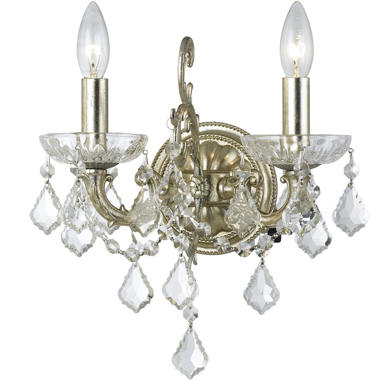 Crystorama Highland Park 2 Light Olde Silver Sconce