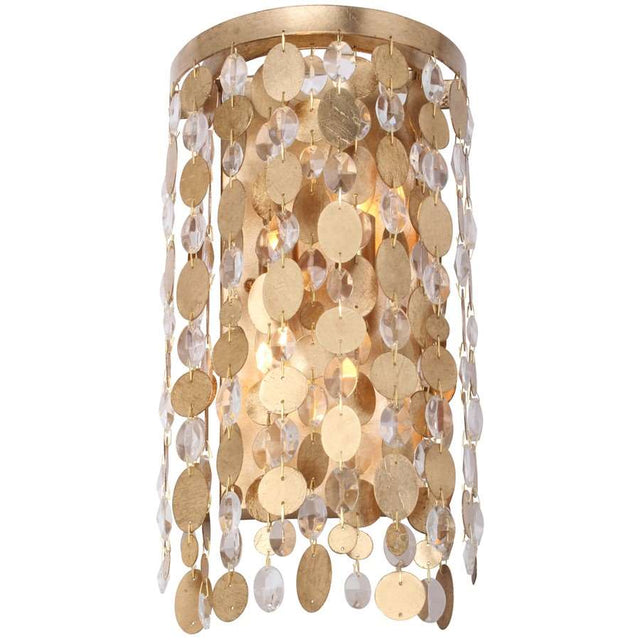 Crystorama Bella 2 Light Metal Lenses & Hand Cut Crystal Sconce, Gold