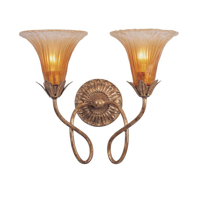 Crystorama European Classic Mouth Blown Glass Gold Leaf Sconce