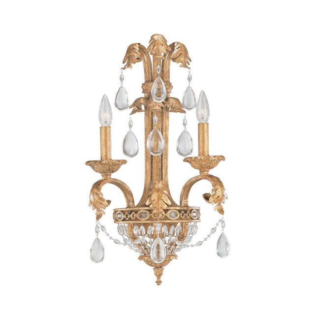 Crystorama Venetian Ornate detailed Wall Sconce, clear oyster Crystals 5692-EG