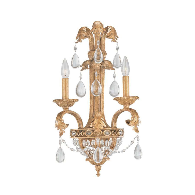 Crystorama Venetian Ornate detailed Wall Sconce, clear oyster Crystals 5692-EG