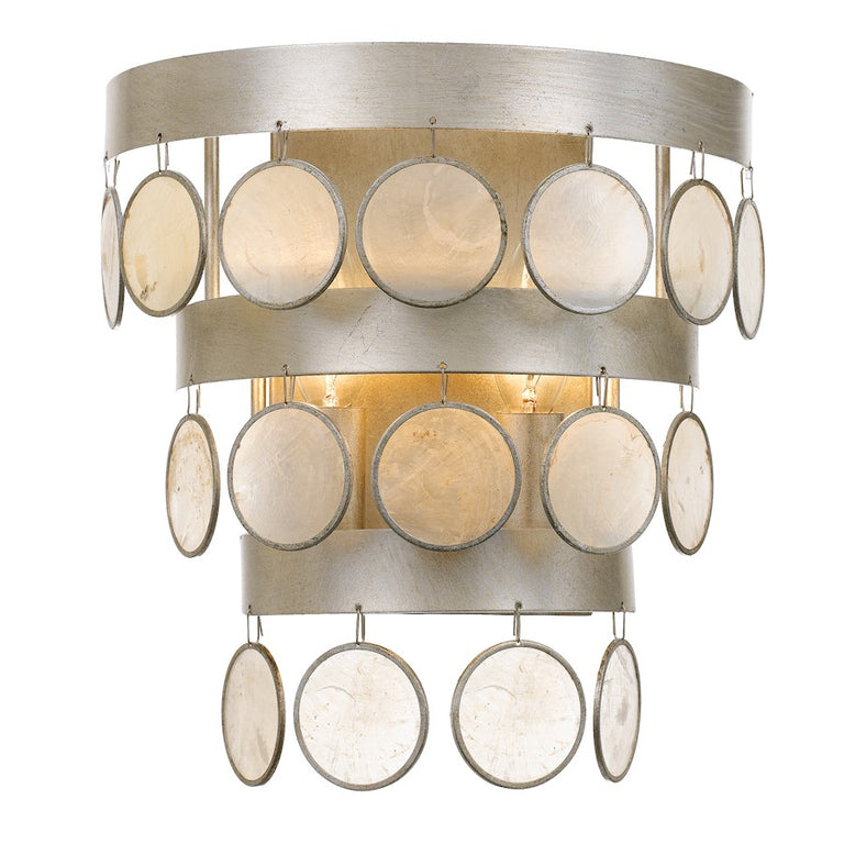 Crystorama Coco 2 Light Antique Silver Sconce