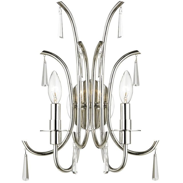 Crystorama Cody 2 Light Crystal Polished Nickel Sconce