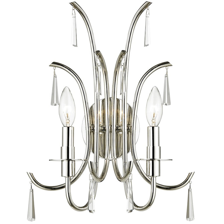 Crystorama Cody 2 Light Crystal Polished Nickel Sconce