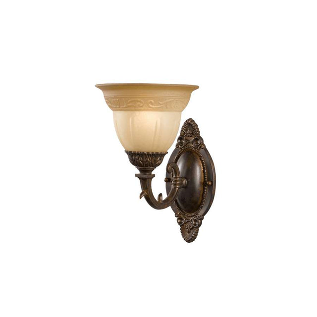 Crystorama Oxford Amber Glass Wall Sconce Combined Brass Ornamentation
