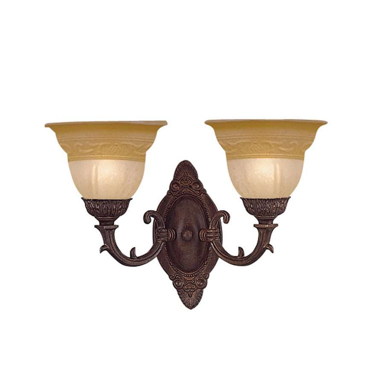 Crystorama Oxford Amber Glass Wall Sconce Combined Brass Ornamentation