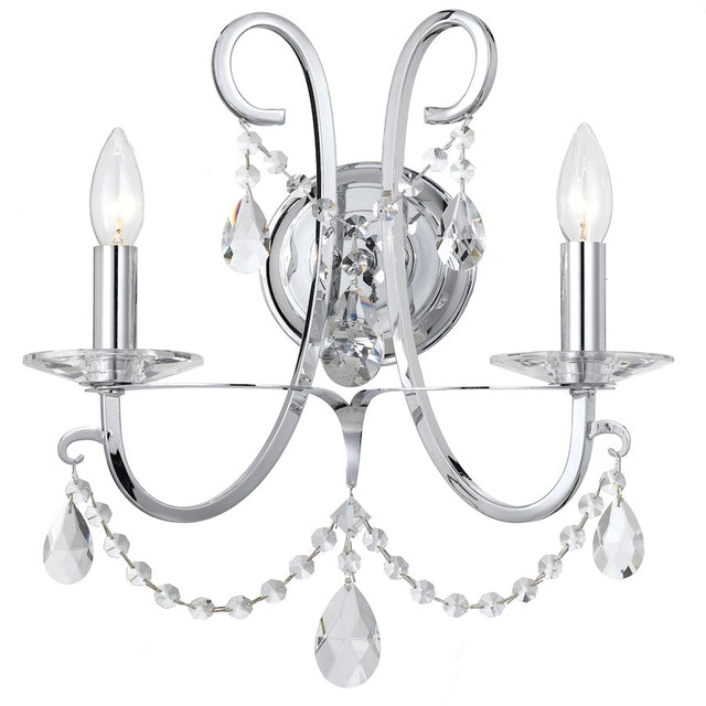 Crystorama Othello 2 Light Crystal Polished Chrome Sconce