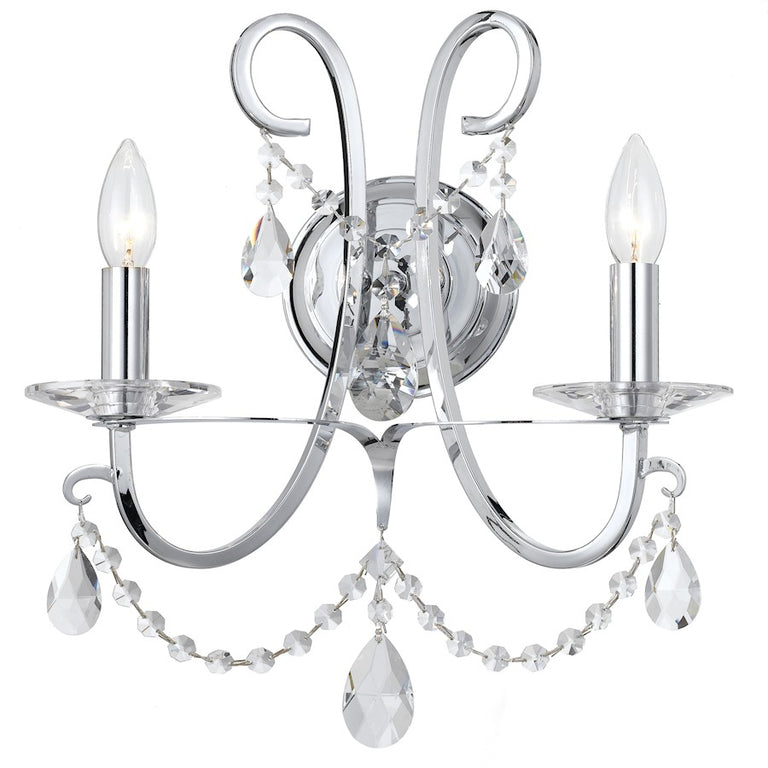 Crystorama Othello 2 Light Crystal Polished Chrome Sconce