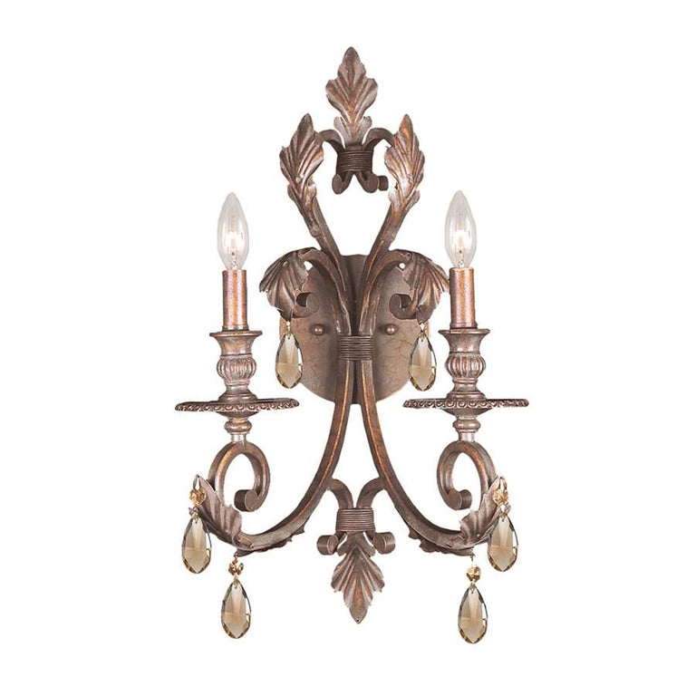 Crystorama Royal Crystal Wrought Iron Wall Sconce