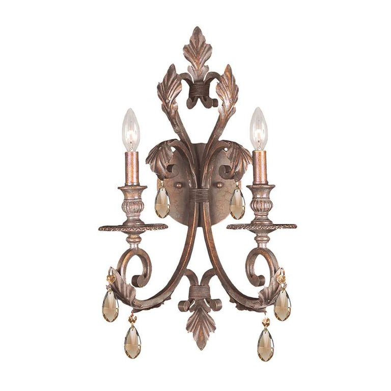 Crystorama Royal Crystal Wrought Iron Wall Sconce