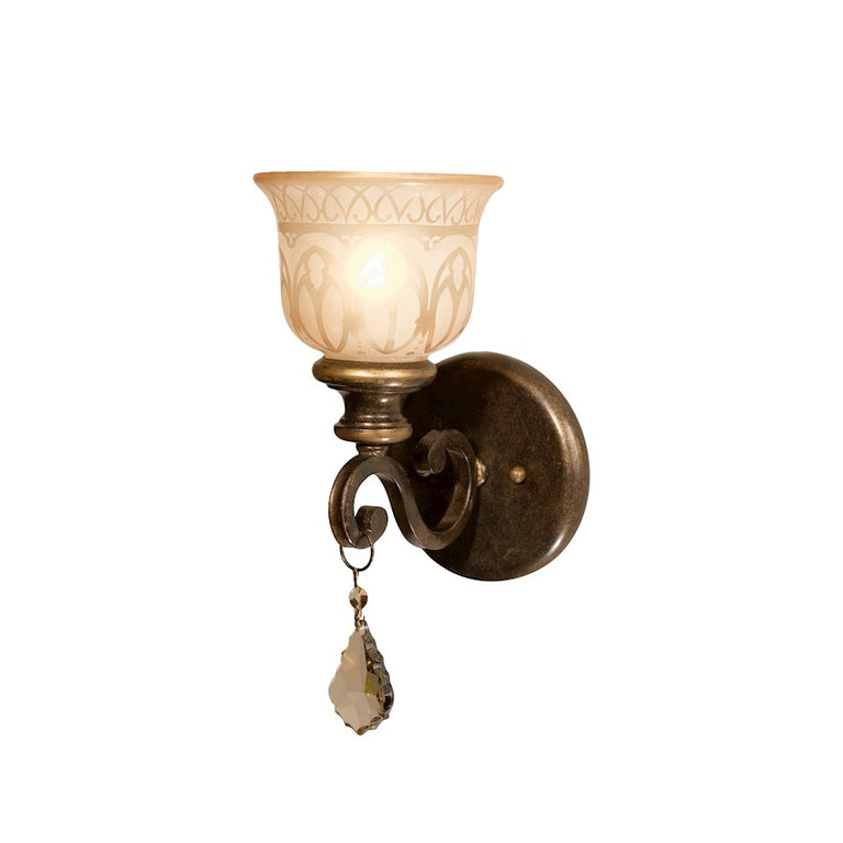 Crystorama Norwalk Iron Wall Sconce Amber Glass
