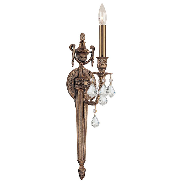Crystorama 1 Light Cast Brass Sconce