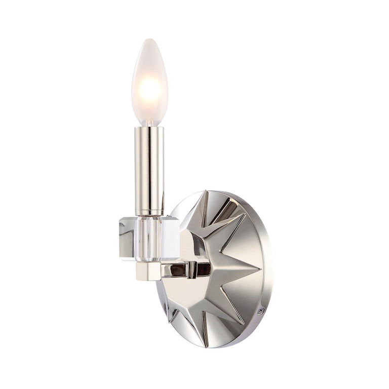 Crystorama Carson Polished Nickel 1 Light Sconce