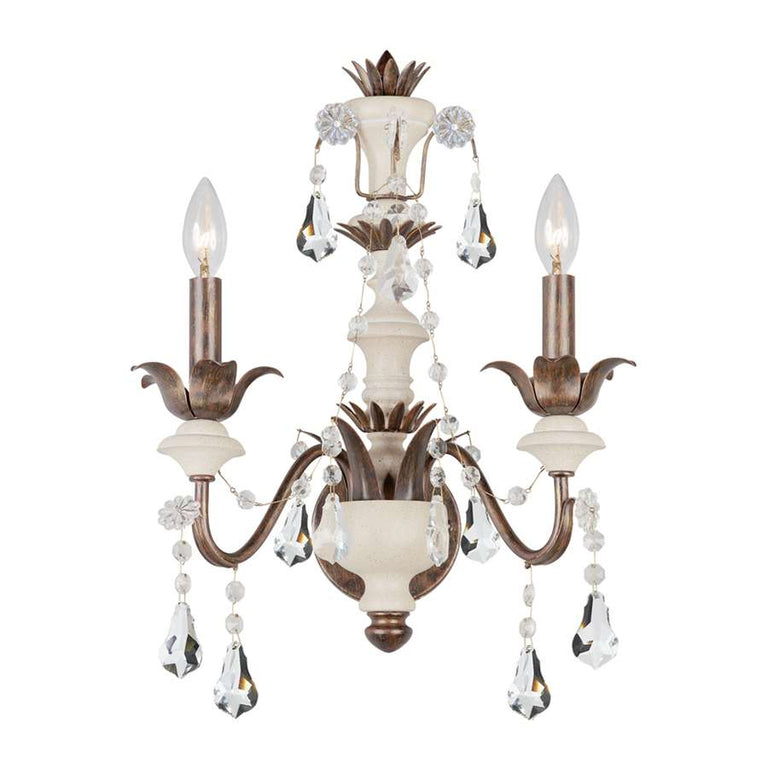 Crystorama Malibu Wall Sconce Aged Ivory & English bronze, Crystal
