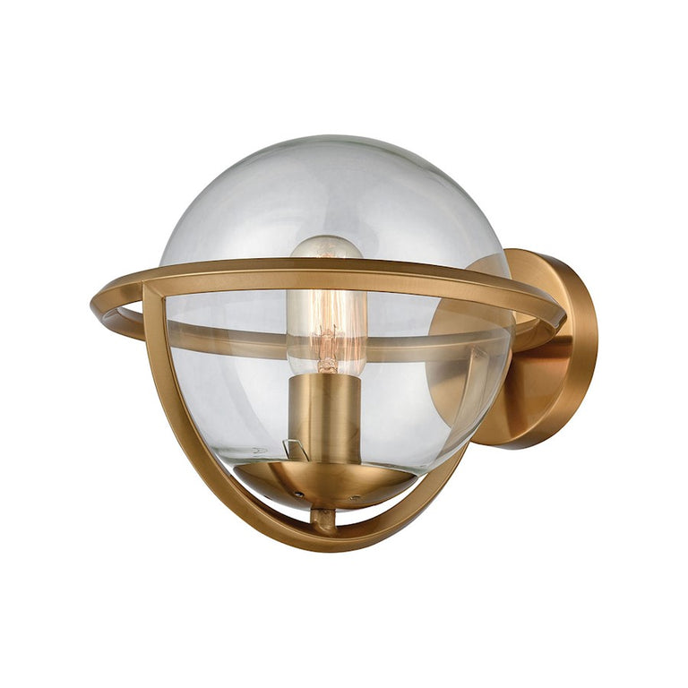 Dimond Lighting 1 Light Sun Dog Wall Sconce, Aged Brass/Clear