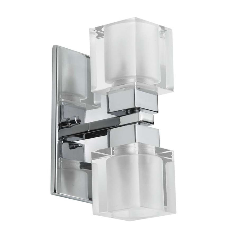 Dainolite Wall Sconce, Polished Chrome, Cube Crystal