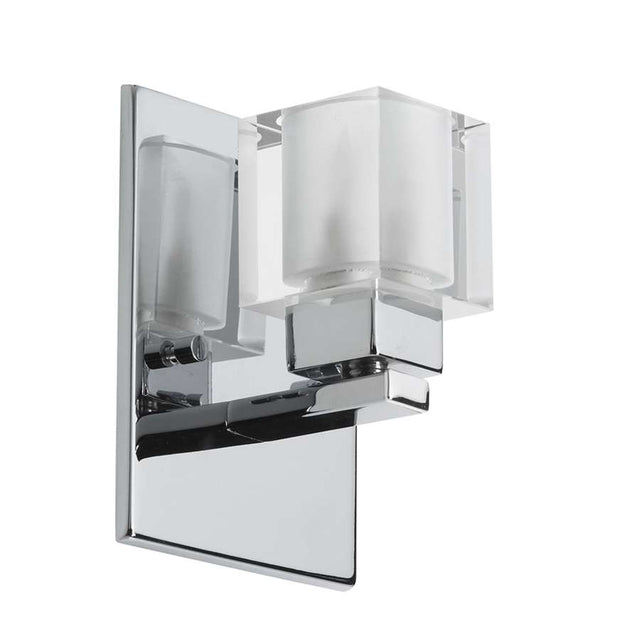 Dainolite Wall Sconce, Polished Chrome, Cube Crystal