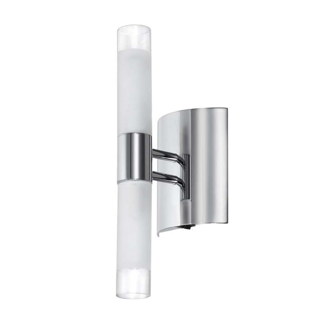 Dainolite 2 Light Wall Sconce, Polished Chrome, Clear Frosted Glass