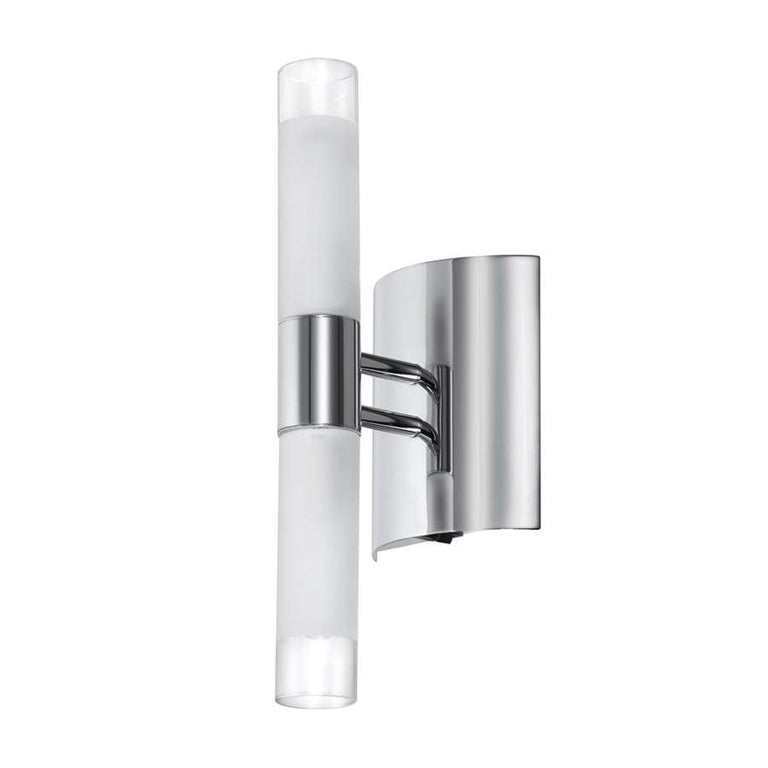 Dainolite 2 Light Wall Sconce, Polished Chrome, Clear Frosted Glass