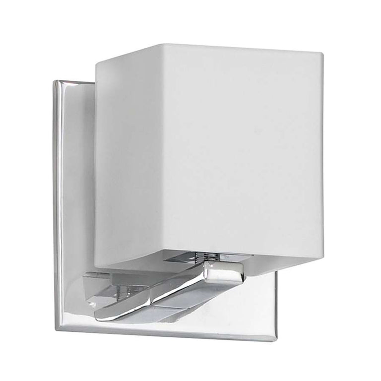 Dainolite 1 Light Sconce, Polished Chrome, Frosted White Glass