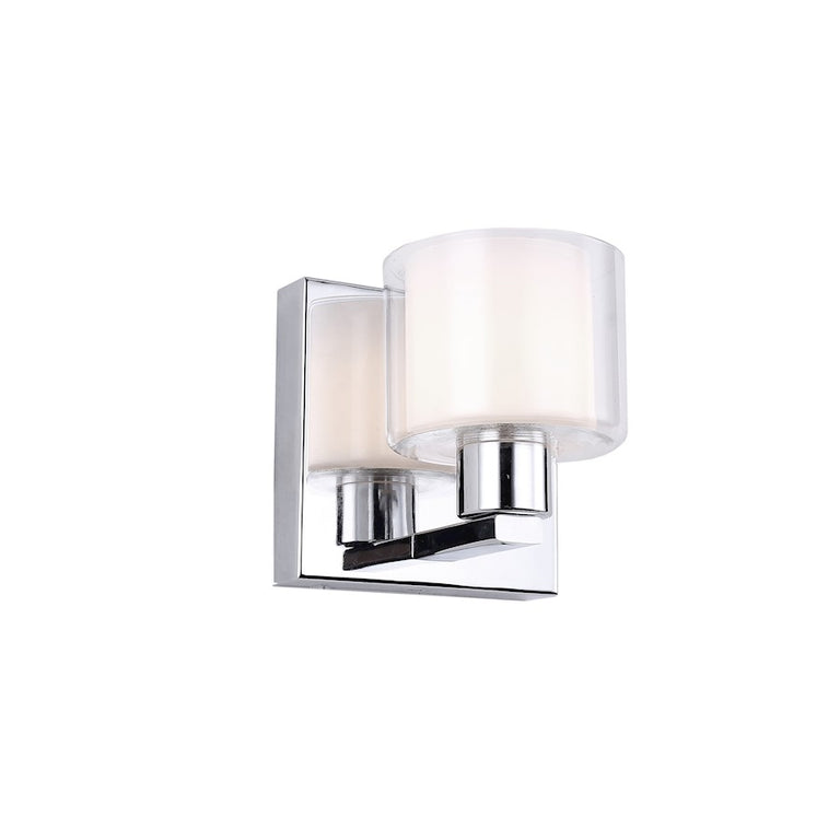 Dainolite 1 Light Sconce, Polished Chrome, White