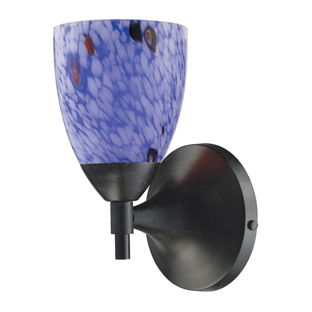 Elk Lighting Celina 1-Light Sconce, Dark Rust and Starburst Blue Glass